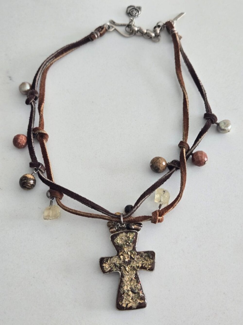 925 Gemstone Cross Pendant by Joel